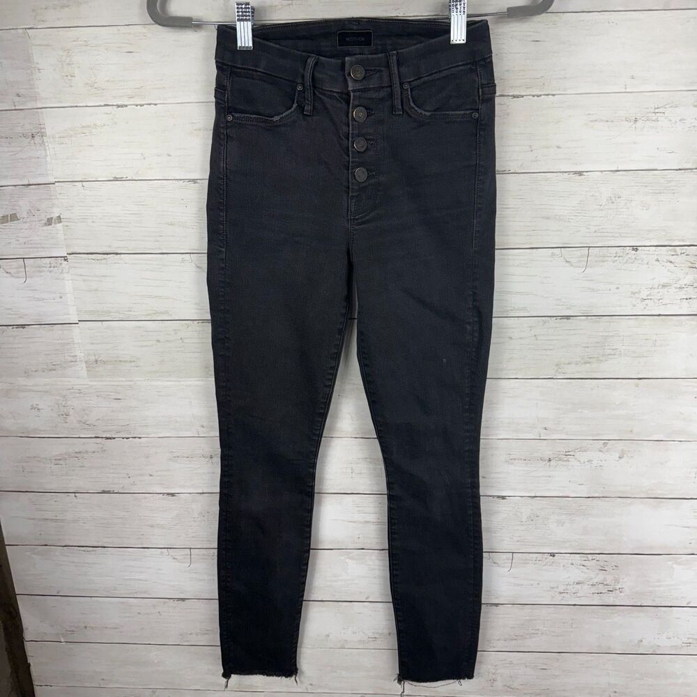 MOTHER Black Pixie Ankle Fray Jeans